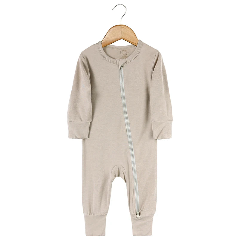 2026 Newborn Baby Bamboo Fiber Romper Solid Breathable Long Sleeve Clothes For 0-24M Boy Girl Jumpsuit Infant Loungewear Pyjamas