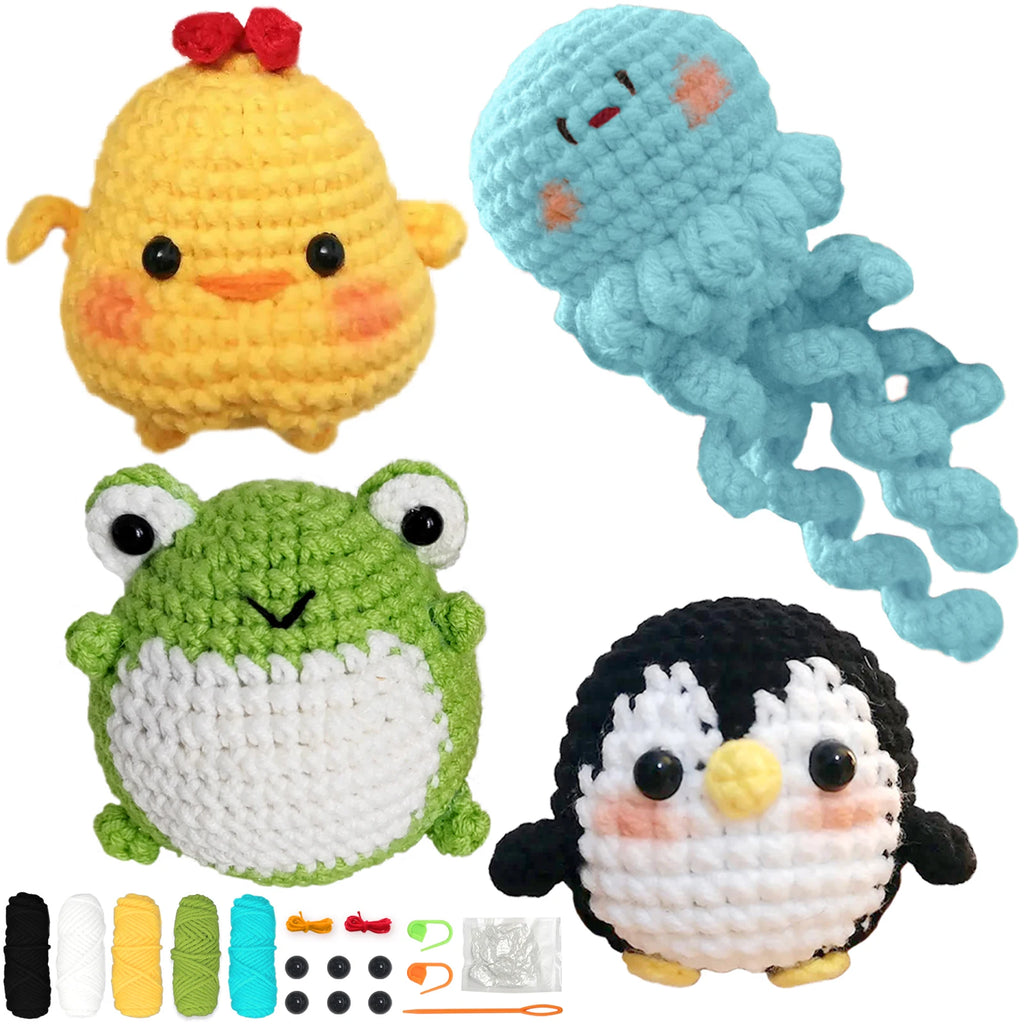 Animal Family Crochet Kit for BeginnersCrochet Starter Kits,DIY Crochet Kit For Beginners,Crocheting Knitting Kit Step-by-Step