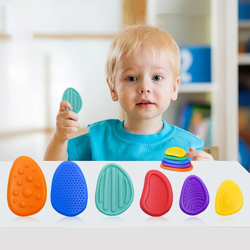 2026 New Hot Fidget Toys Adults Sensory Silicone Stone 6 Pack Textured for Autism Kids Calming Down Fidget Stress Relief Toys