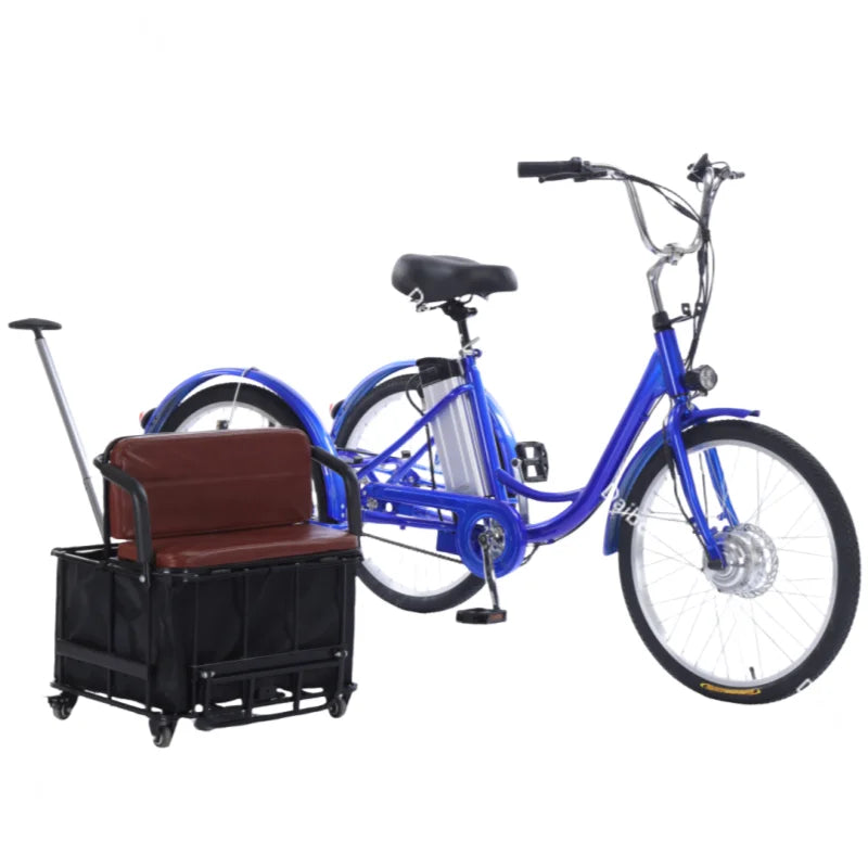 24 Inch Electric Tricycle 3 Wheels For Adults Removable Battery 350W 36V Family e Bike For Old People Blue/White/Black