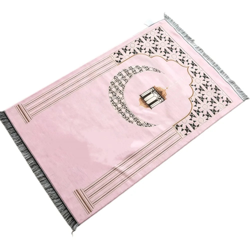 Islamic Floral Prayer Mat, Easy-to-clean Muslim Worship Rug, Foldable Skin-friendly and Wear-resistant Kneeling Blanket