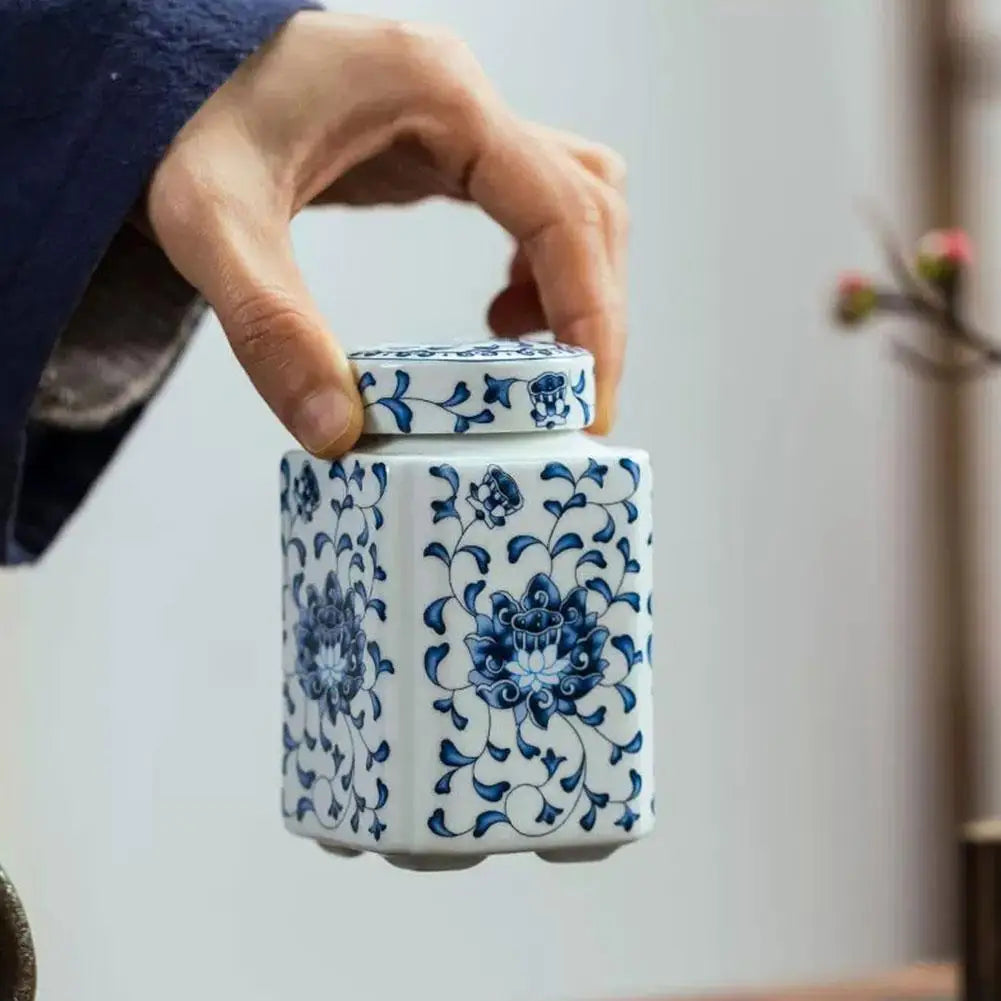 Kitchen Seasoning Ceramic Tea Pot Traditional Chinese with Lid Airtight Food Storage Containers Reusable Pantry Organization