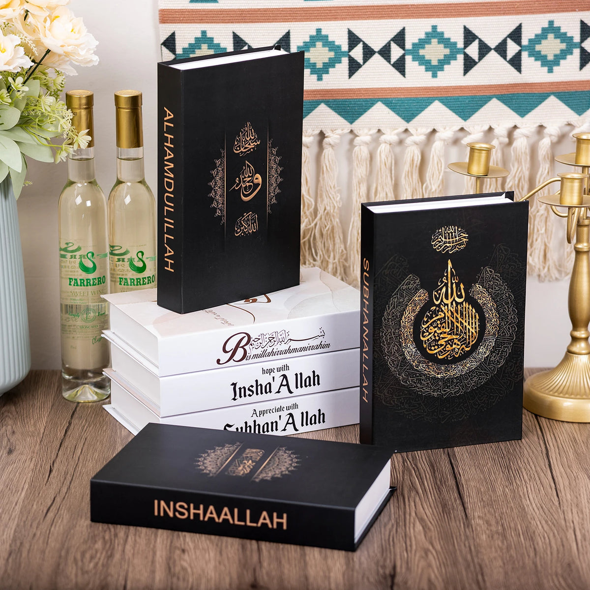 Islamic Luxury Fake Book Decorative Books Storage Box Coffee Table Interior Decoration Kaaba Mosque Muslims Bedroom Home Decor