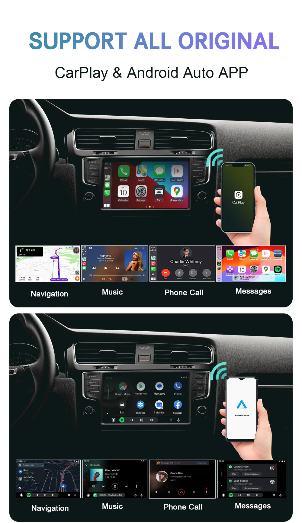 Kompakter Kabelloser CarPlay Android Auto USB-Adapter, Kabelgebunden zu Kabellos Upgrade, Einfache Installation, Automatische Verbindung, Kompatibel mit 98% aller Autos