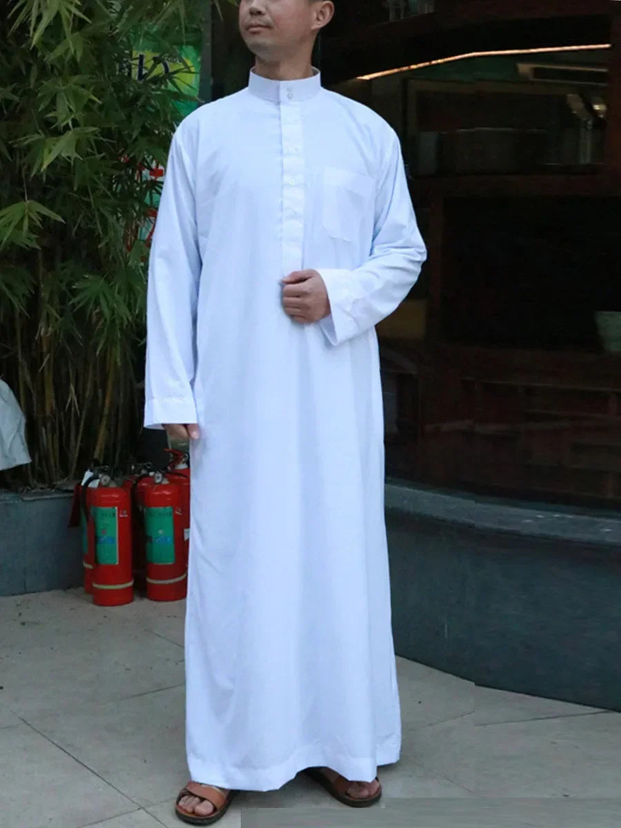 Islamic Clothing Men Solid Long Sleeve Loose Muslim Male Saudi Arabia Pakistan Kurta Muslim Costumes Muslim Dress Kaftan Thobe