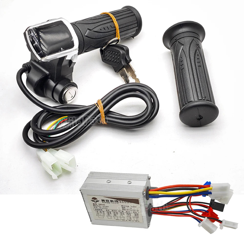 24V 36V 48V 250W 350W 500W 1000W Electric Bike Accessories Motor Brushed Controller Throttle Twist Grip with Reflective Stickers