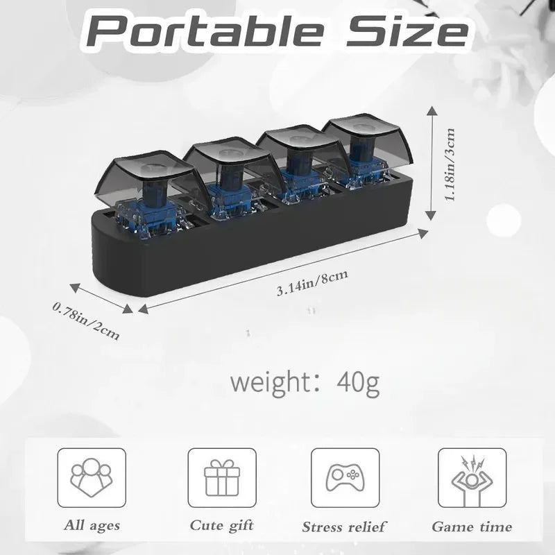 Popular Fidget Keyboard Pop It, Transparent Button Toy Spinning Top Style, Party Gift, Stress Relief for Adults Office Use