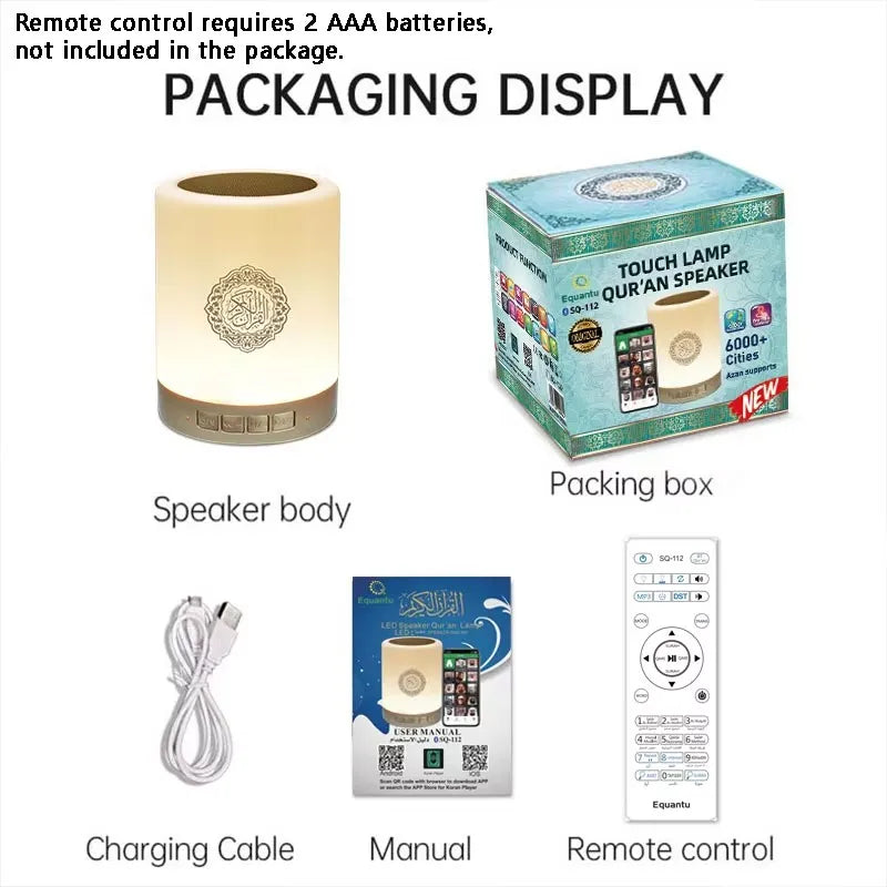 Koran Azan Islamischer Muslimischer Koran Arabischer Ramadan Kabelloser Bluetooth-Lautsprecher Tragbare Helle Nachtlampe Heilige Lampe Arabischer Islam Sound