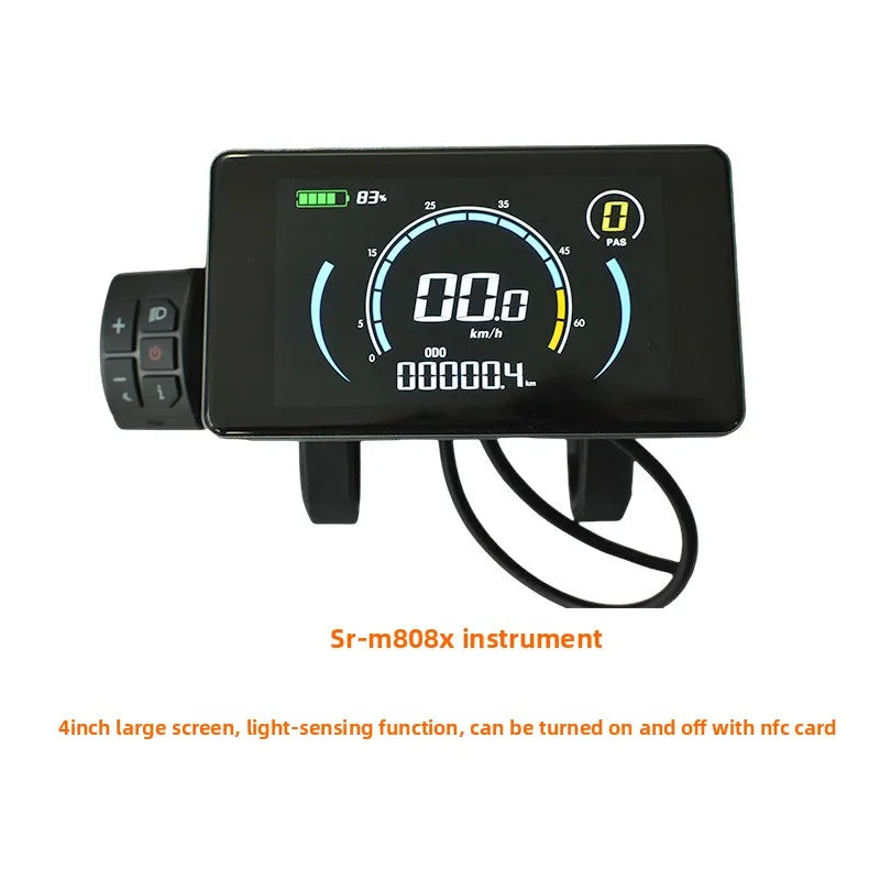 808 4-Inch LCD Display for E-Bike 24V-72V – with Light Sensor & NFC Keyless Start