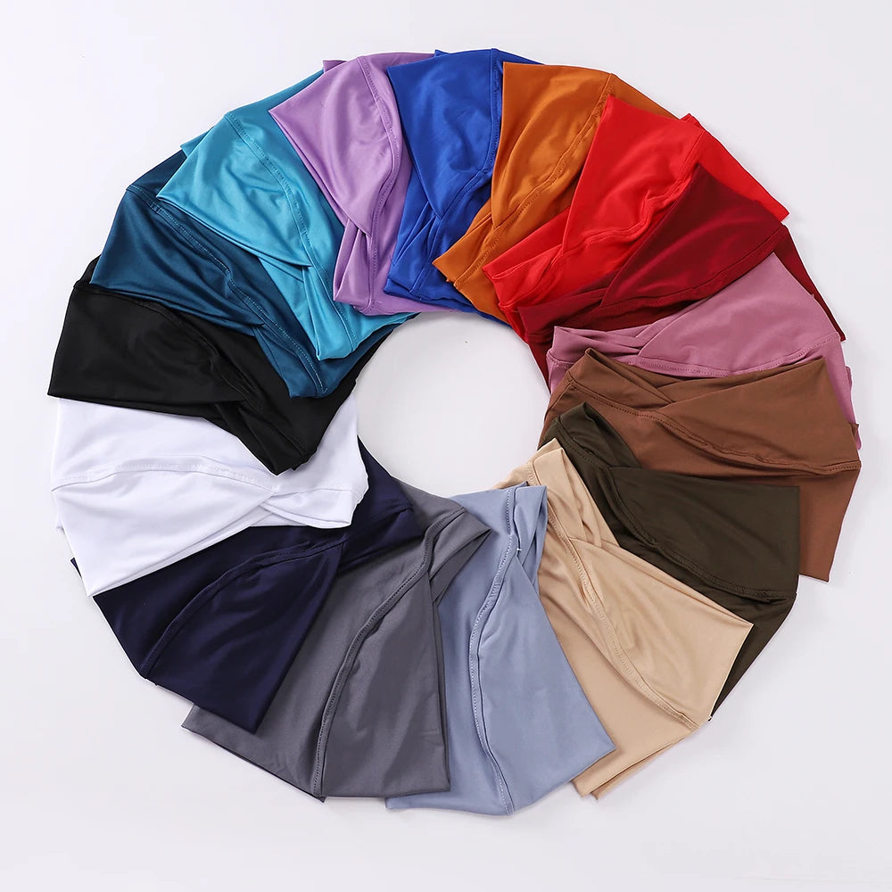 Islamic Full Cover Underscarf Stretch Turban Cap Hijab Bonnet Ready to Wear Snap Fastener Instant Hijab for Muslim Women