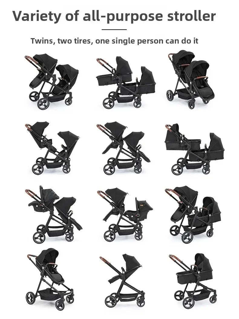 2026 Foldable Multifunctional Twin Stroller Convertible Lightweight Baby Bike EU Shipping