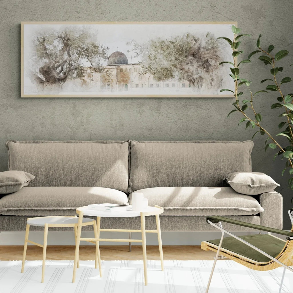 Islamic Mosque Olive Trees Abstract Canvas Print Poster Modern Ramadan Muslim Large Horizontal Art Prints Wall Art Home Decor