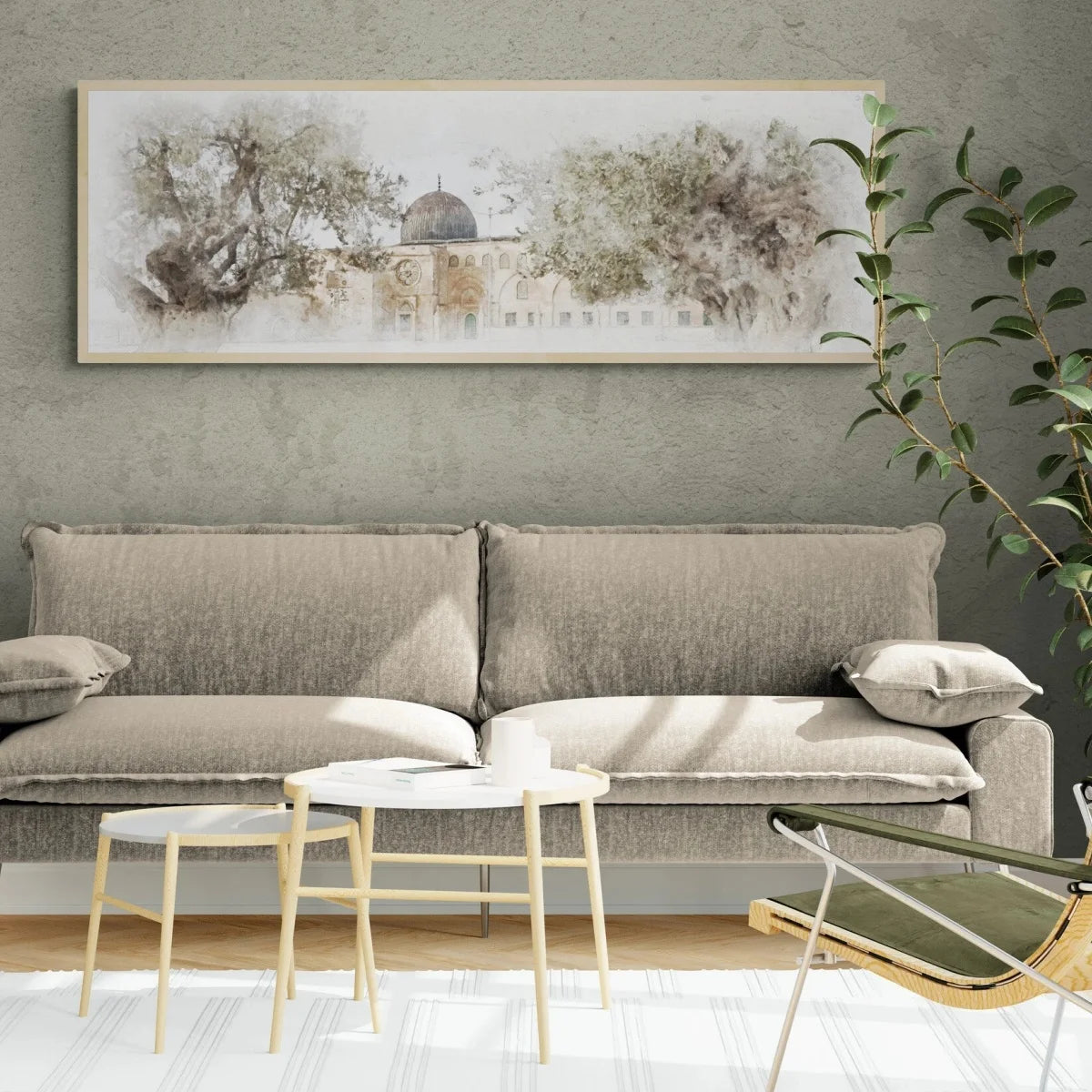 Islamic Mosque Olive Trees Abstract Canvas Print Poster Modern Ramadan Muslim Large Horizontal Art Prints Wall Art Home Decor