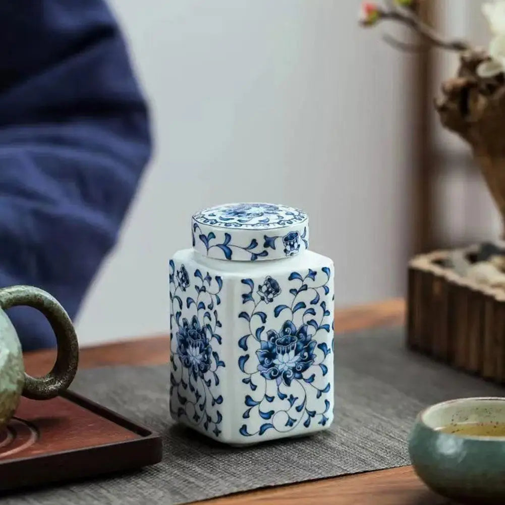 Kitchen Seasoning Ceramic Tea Pot Traditional Chinese with Lid Airtight Food Storage Containers Reusable Pantry Organization