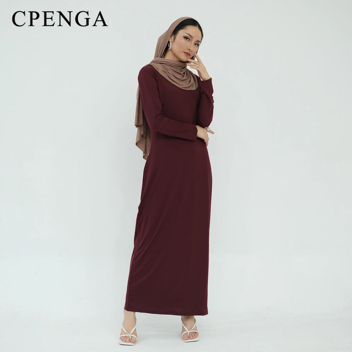 2025 Ramadan Muslim Women Abaya Islamic Stretch Underskirt - Solid Milk Silk Layering Dress Modest Elastic Inner Slip