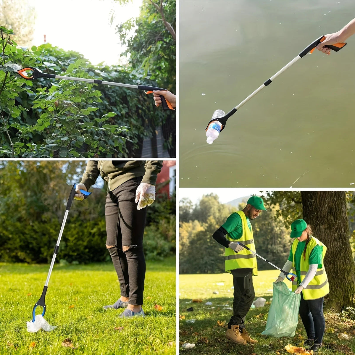 Long handle foldable garbage clip, multifunctional environmental sanitation garbage collector, compact and portable sanitary gar