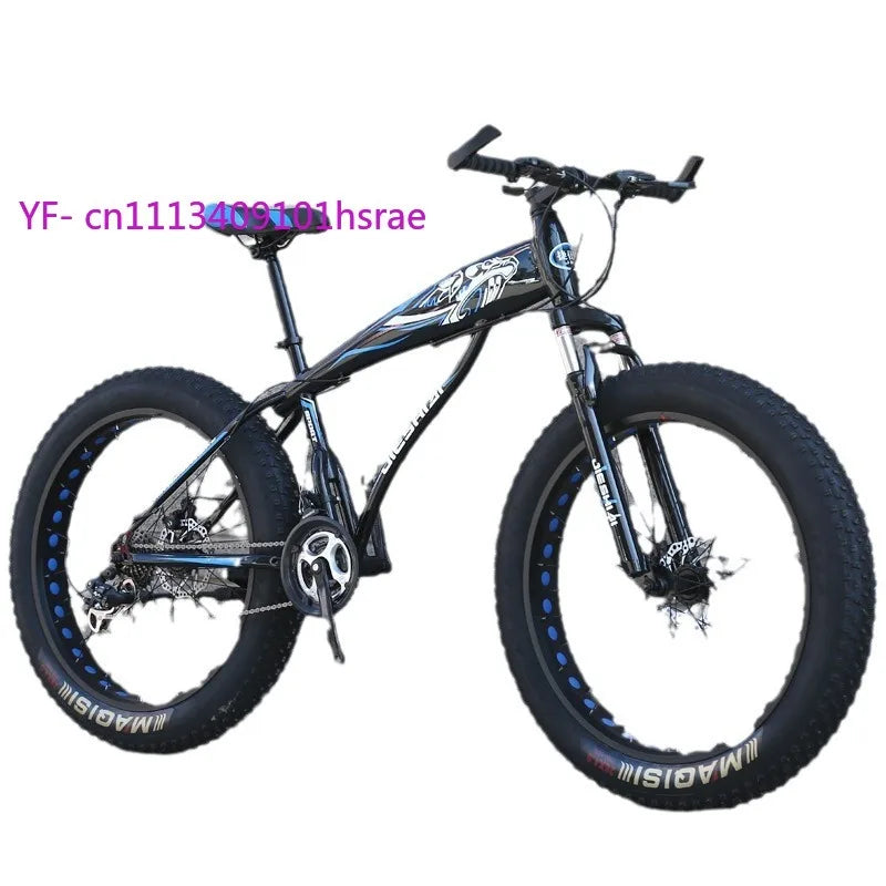 26" 24" Adult Mountain Bike, Large Tire Variable Speed Bicycle, Dual Disc Brake Shock Absorption MTB with Butterfly Handlebar
