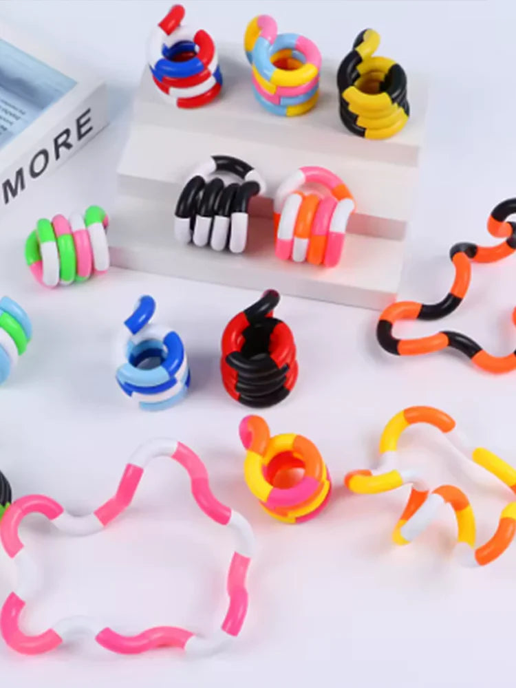 Sensory Fidget Toys -  Multicolor Twisty Fidget Toys Stress Relief, Decompression - Squeeze, Twist, Chain Spinner Alternative Gi