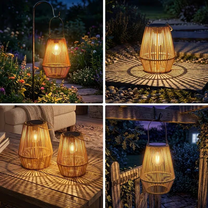 Outdoor Solar Lights Handwoven Solar Tungsten Filament Lanterns Designed For Garden Courtyard Villa Landscape Lighting