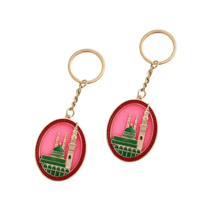 A52E Islamic Cultural Keyrings Decorative Mosque Motifs Accessories for Holy Event