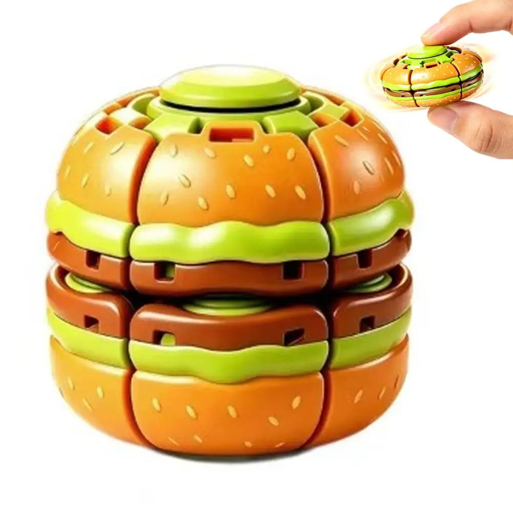 Burger Fidget Spinner Toy Creative Deformation Sensory Stress Relief Toy Cute Food Spinner Fingertip Decompression