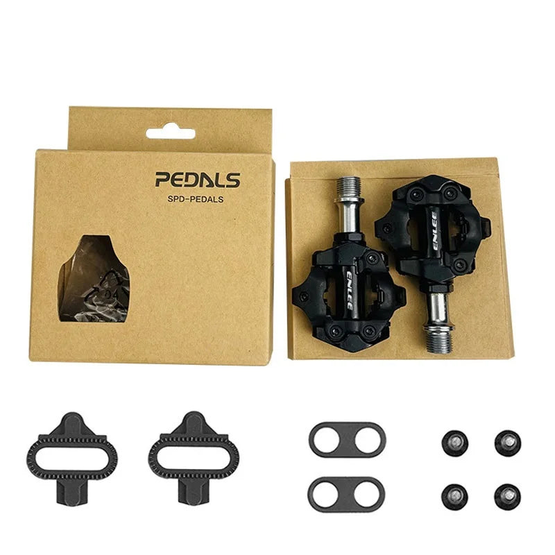 ENLEE Bicycle Lock Pedal 1 With Free Cleat For SPD System MTB Road Aluminum Anti-slip Sealed Bearing Lock Accessories