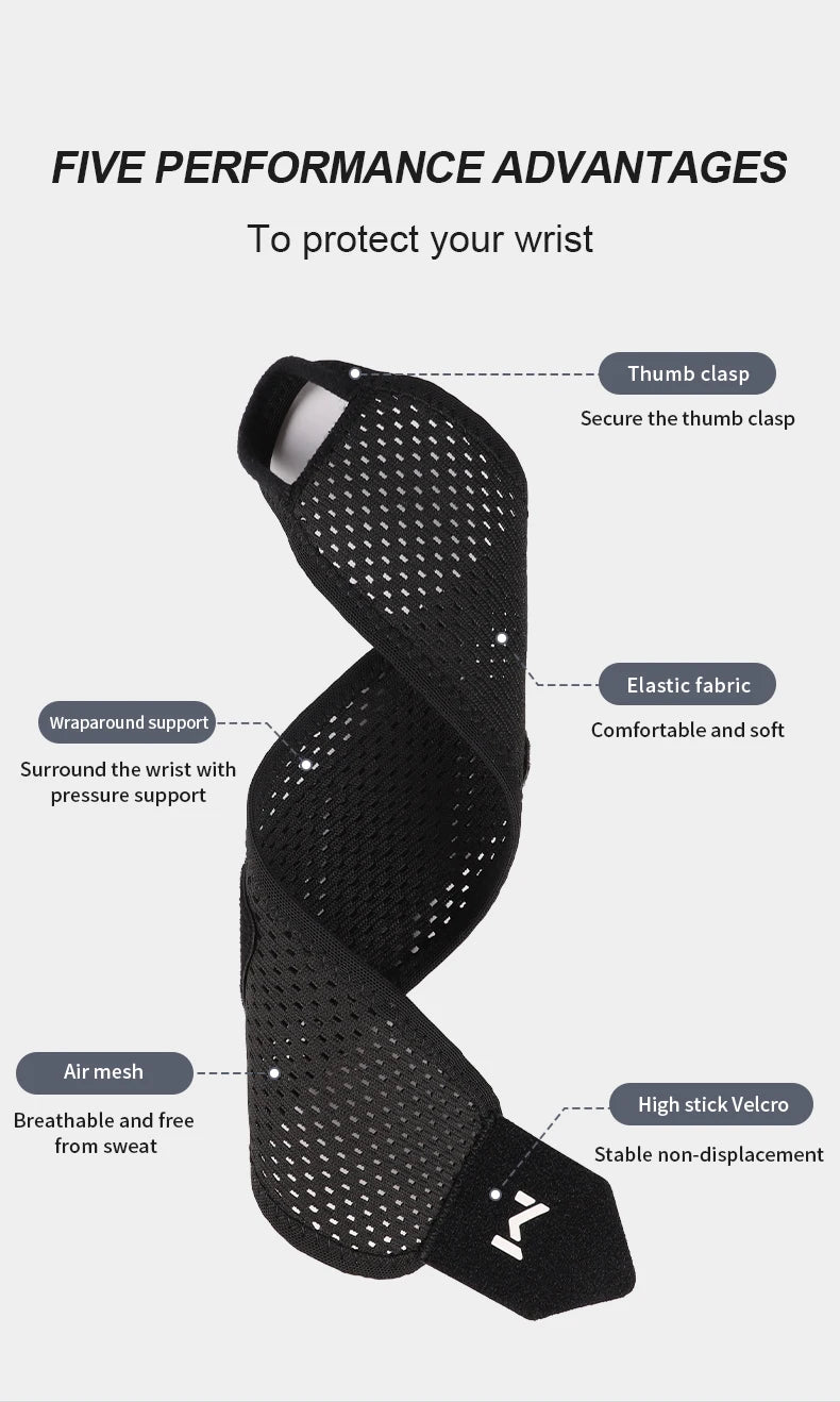 1pc Adjustable Wrist Strap Sports Wrist Support Brace Black Weightlifting Wristband For Men & Women Badminton Tennis Gym