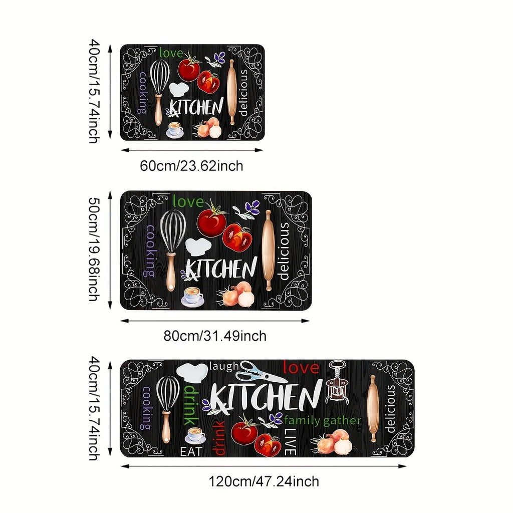 Kitchen Knives, Forks Cooking Utensils Vegetables Set, Printed Rug Indoor And Outdoor Entrance Door Laundry Room Bathroom Pad