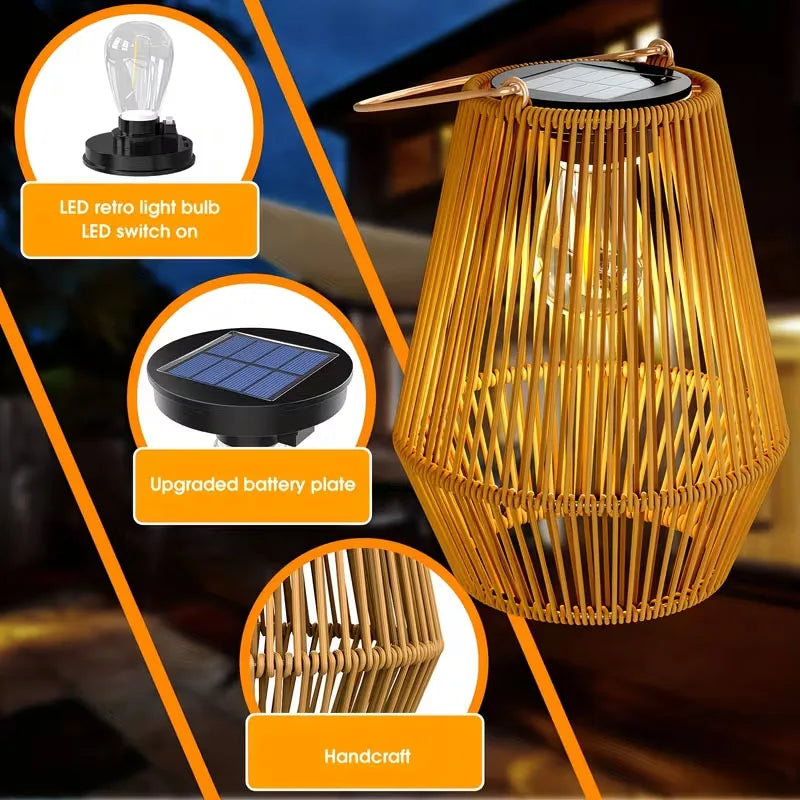 Outdoor Solar Lights Handwoven Solar Tungsten Filament Lanterns Designed For Garden Courtyard Villa Landscape Lighting
