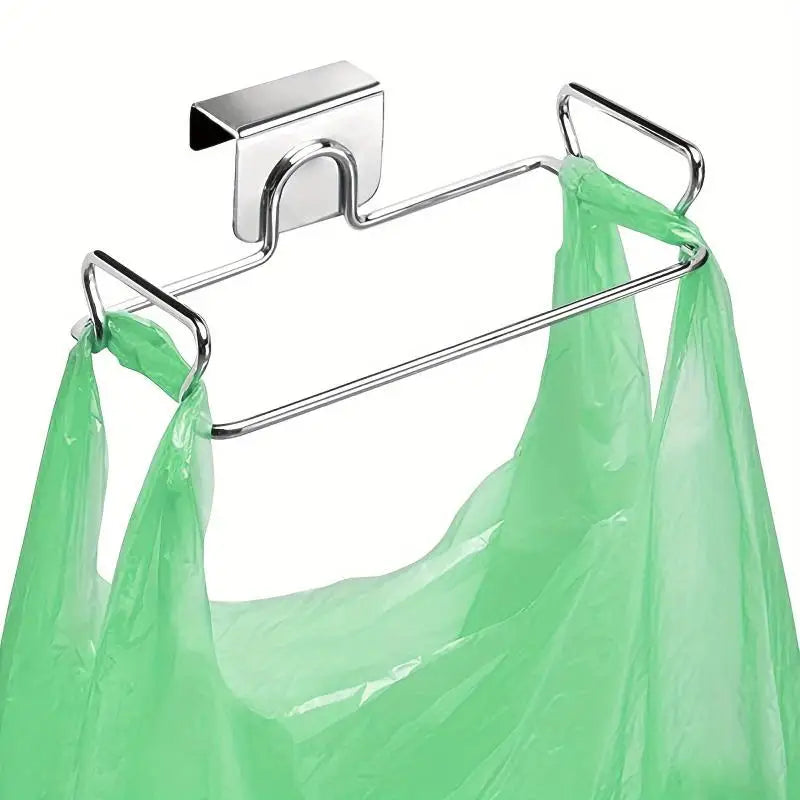 Kitchen Trash Rack Cabinet Door Garbage Bags Holder Stainless Steel Closet Garbage Storage Holder