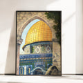 Wandkunst der Al Aqsa-Moschee, islamische Kunst für Wohnzimmer, goldenes Kuppelposter, Palästina-Kunstdrucke, Moschee-Druck, Heimdekoration, Geschenk