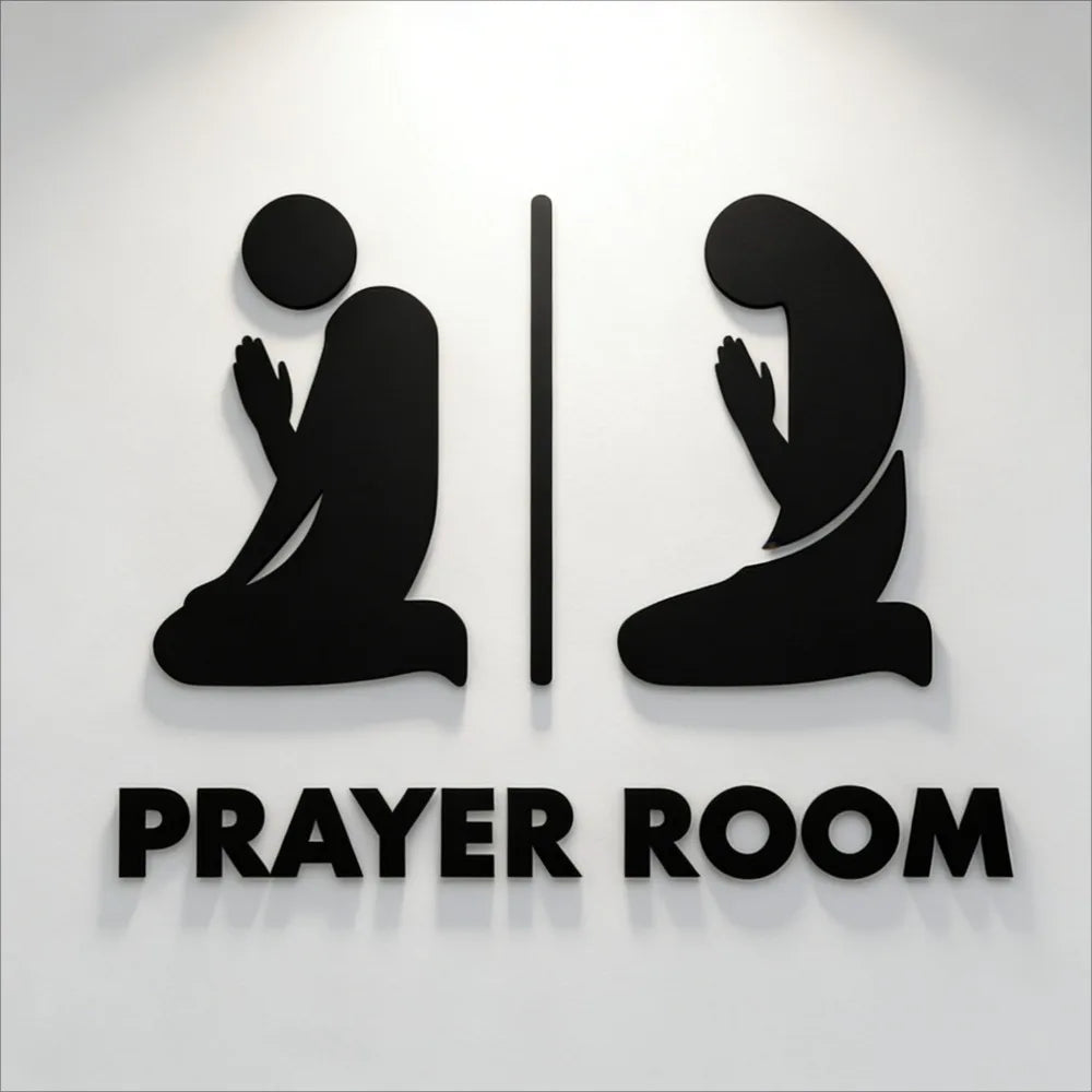3D Acrylic Islamic Wall Art - Self-Adhesive Mosque Decor, Prayer Sign for Home Restaurant, Holiday Gift