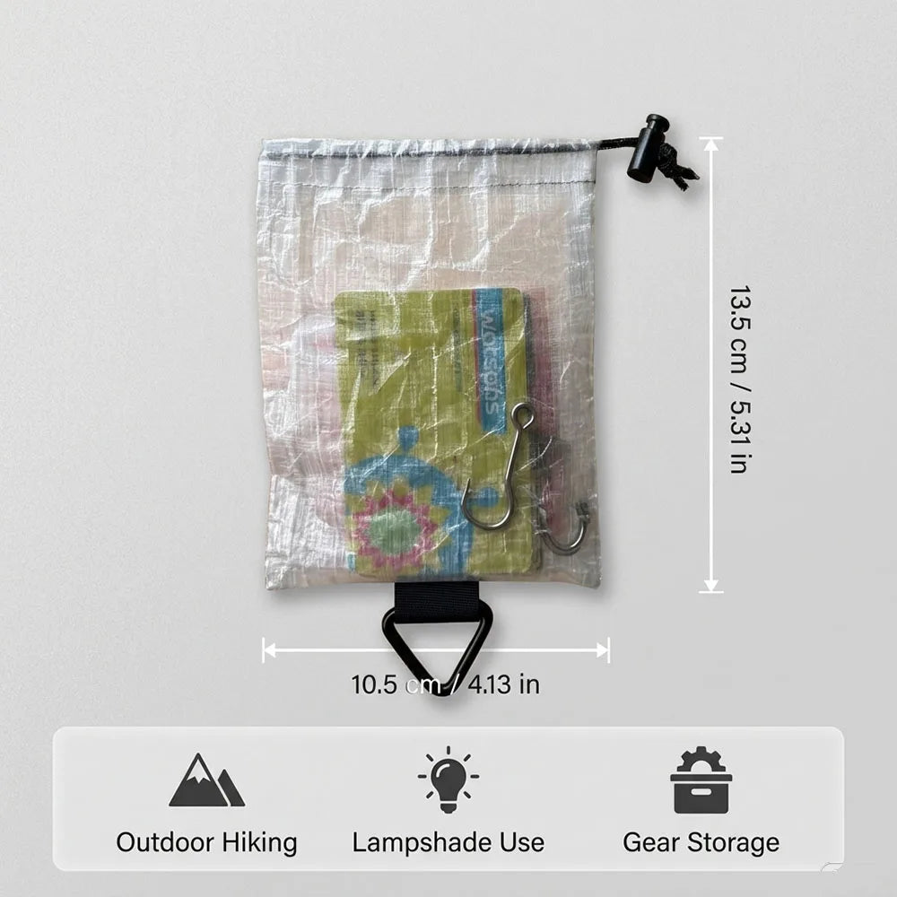 2-in-1 Camping Lantern Shade Ultralight DCF Storage Bag Transparent EDC Organizer Multi-functional Lamp Diffuser Outdoor Hiking