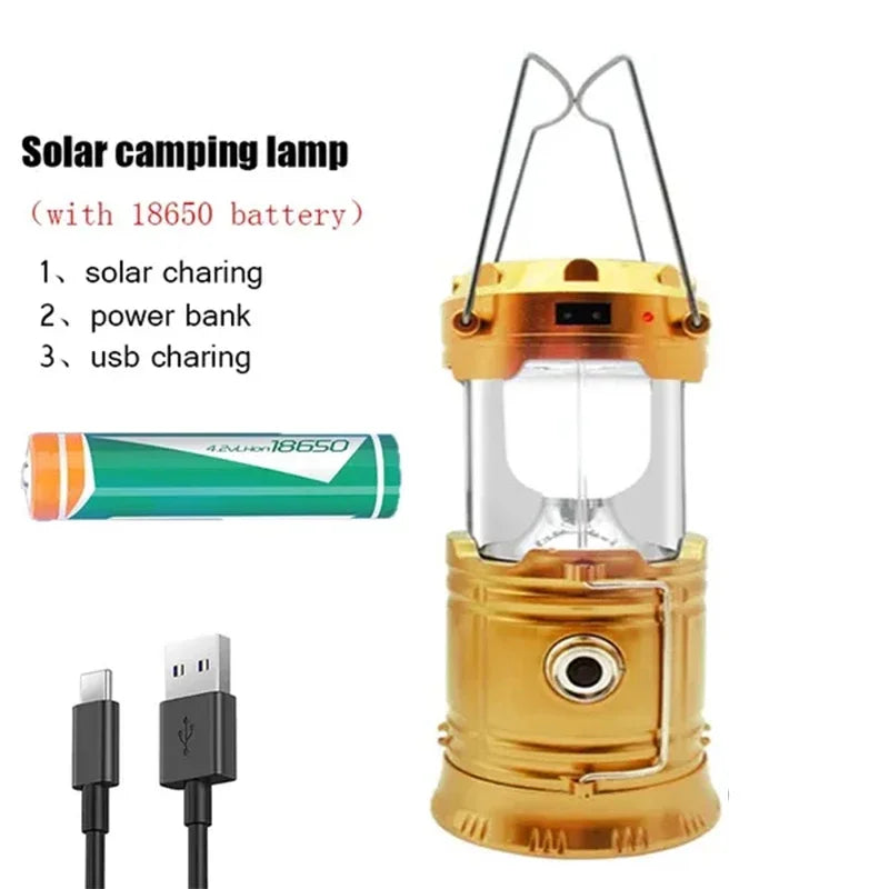 1/2Pack 6 in 1 Multifunction Lantern, LED Solar Camping Lanterns, USB Rechargeable Portable Flashlight, Waterproof Ultra Bright