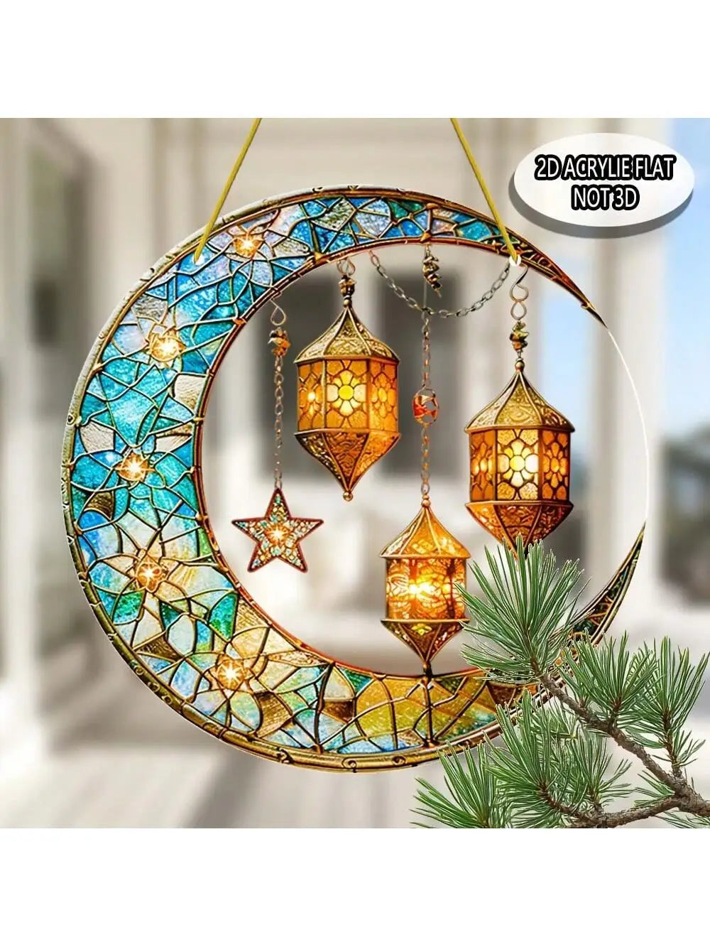 1PCS Moon Lantern Outdoor Decoration Pendant Suitable for Window Decoration Religious Gifts Living Room Decora (Non Luminous)