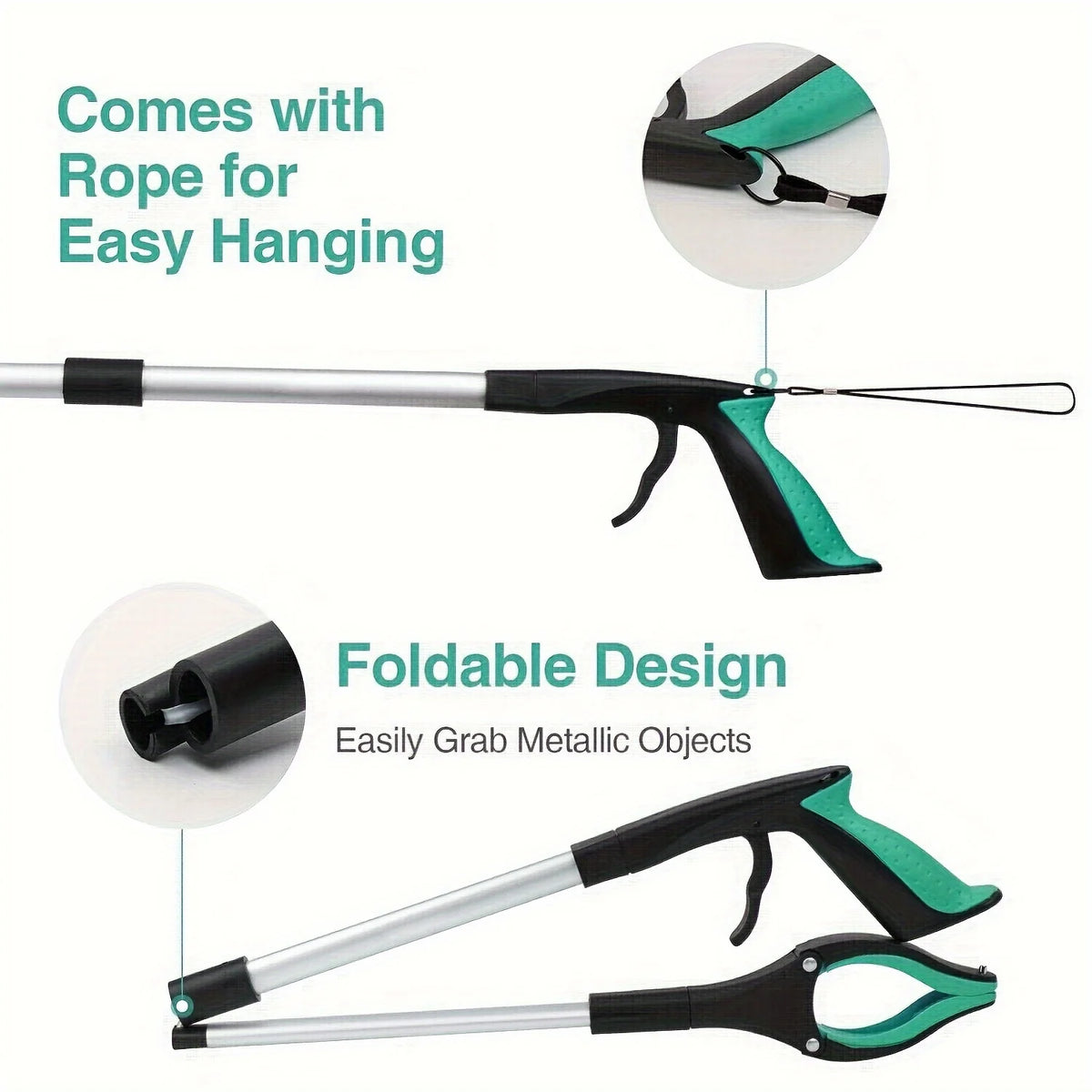 Long handle foldable garbage clip, multifunctional environmental sanitation garbage collector, compact and portable sanitary gar