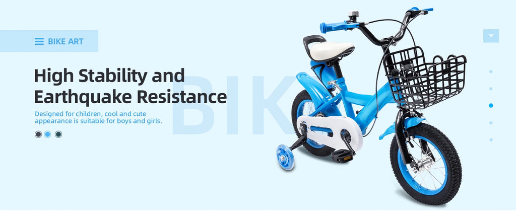 12-inch Stable Cycling Blue Kids Bike Children Bicycle Reliable Braking System Soft Cushion for Infants 2-4 Years
