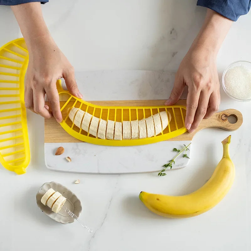 Kitchen Gadgets Plastic Banana Slicer Cutter Fruit Vegetable Tools Salad Maker Banana Chopper  Kitchen Tools Cooking Cut