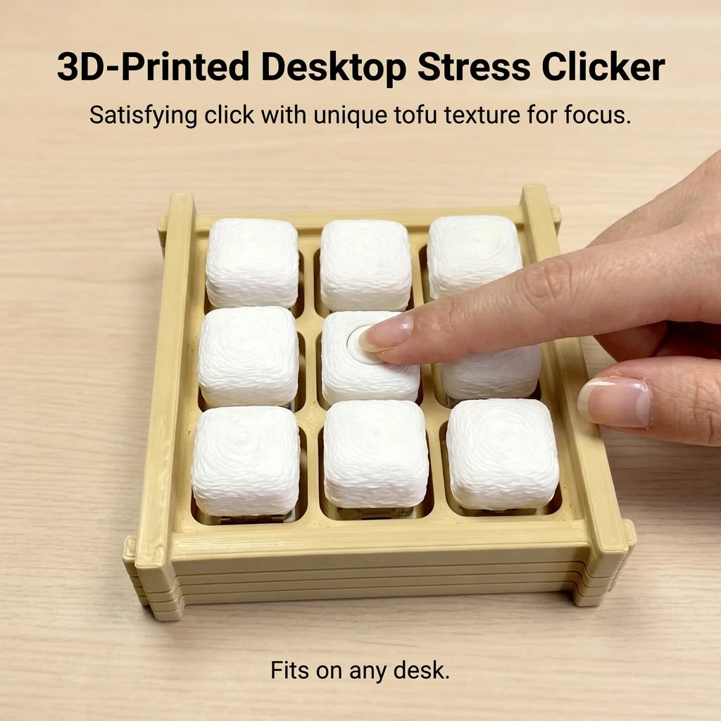 Novelty 9 Keys Fidget Clicker Simulated Tofu Press Buttons ASMR Stress Relief Fidget Toy Anti‑Stress Toy For Party Gift