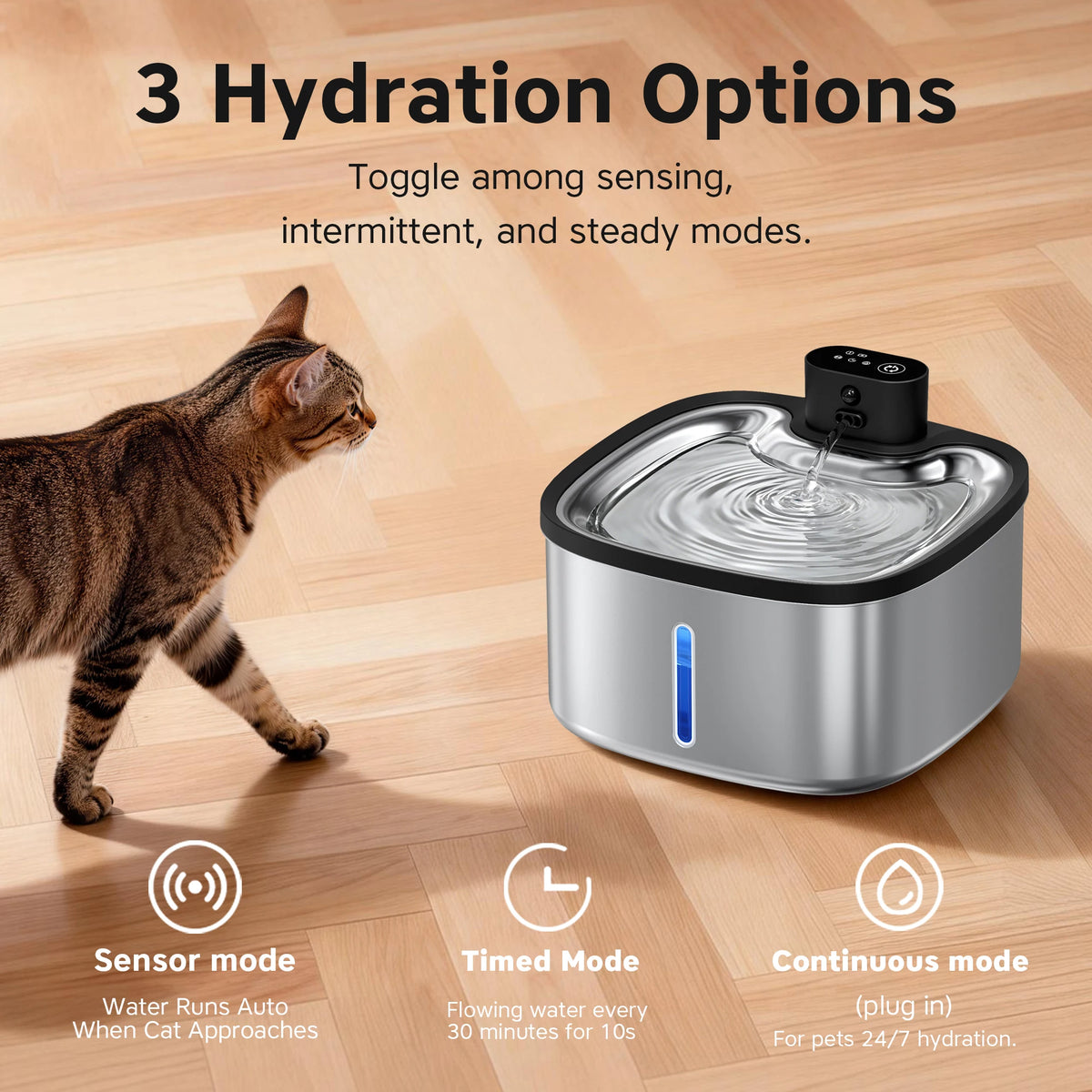 Smart Cat Water Fountain 3.5L Wireless Pet Water Purifier with Motion Sensor Automatic Filtering Large 4000mAh Battery Mute Pump