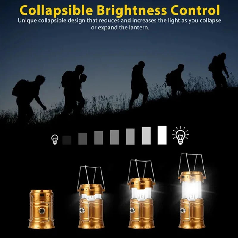 1/2Pack 6 in 1 Multifunction Lantern, LED Solar Camping Lanterns, USB Rechargeable Portable Flashlight, Waterproof Ultra Bright