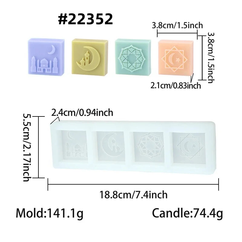Islamic Themed Silicone Soap Molds Mosque/Crescent/Geometric Pattern Designs DIY Handmade Soaps Ramadan Gifts Eid Decor Muslim