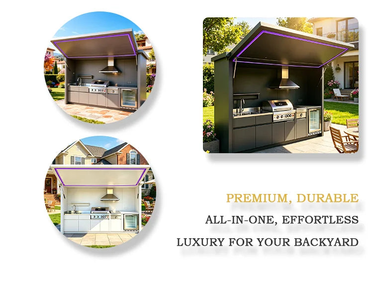 Wetterfester Outdoor-Küchenschrank Großer Stauraum Aluminium-Outdoor-Küchenschrank für Villa Garten Hinterhof BBQ Kochen