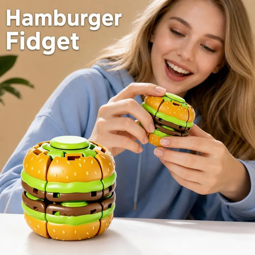 Fidget Burger Gyro Toy Stress Relief Fingertip Spinner Rotating Decompression Gyroscope for Adults