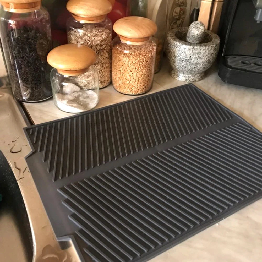 Kitchen Storage Dish Cup Drying Rack Holder Organizer Drainer Dryer Tray Tableware Water Drainning Tool Silicone Drying Pad