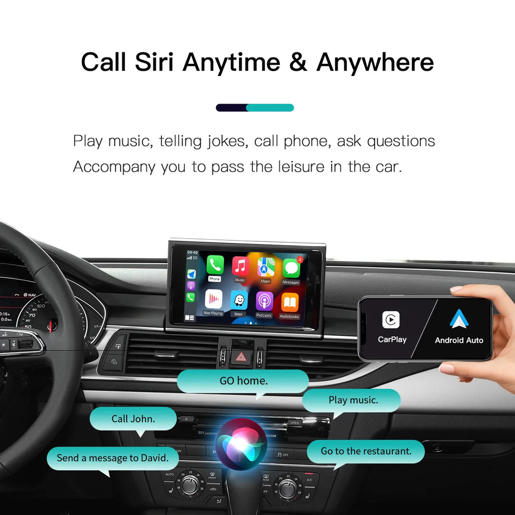 AUTOABC Drahtlose CarPlay Android Auto Interface für Audi A3 A4 A5 Q2 Q7 Q5L 8V mit Mirror Link AirPlay Reverse Kamera Navigati