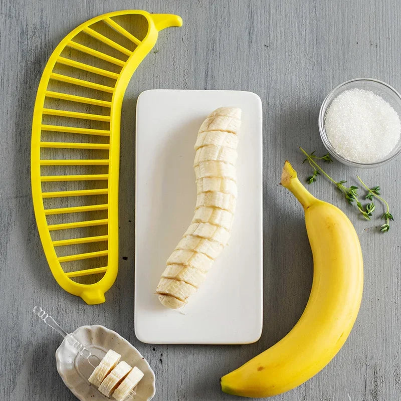 Kitchen Gadgets Plastic Banana Slicer Cutter Fruit Vegetable Tools Salad Maker Banana Chopper  Kitchen Tools Cooking Cut