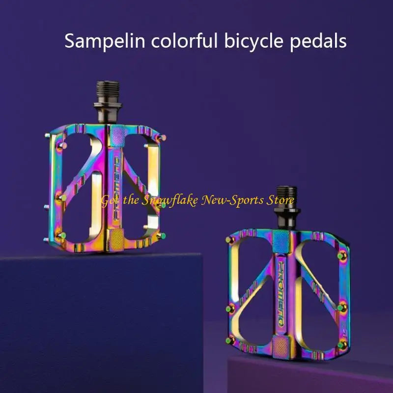 E56D 1 Pair Road Mountain Bike Ultralight Non-slip Flat Pedals Aluminum Alloy 3 Sealed Bearings Pedal for MTB