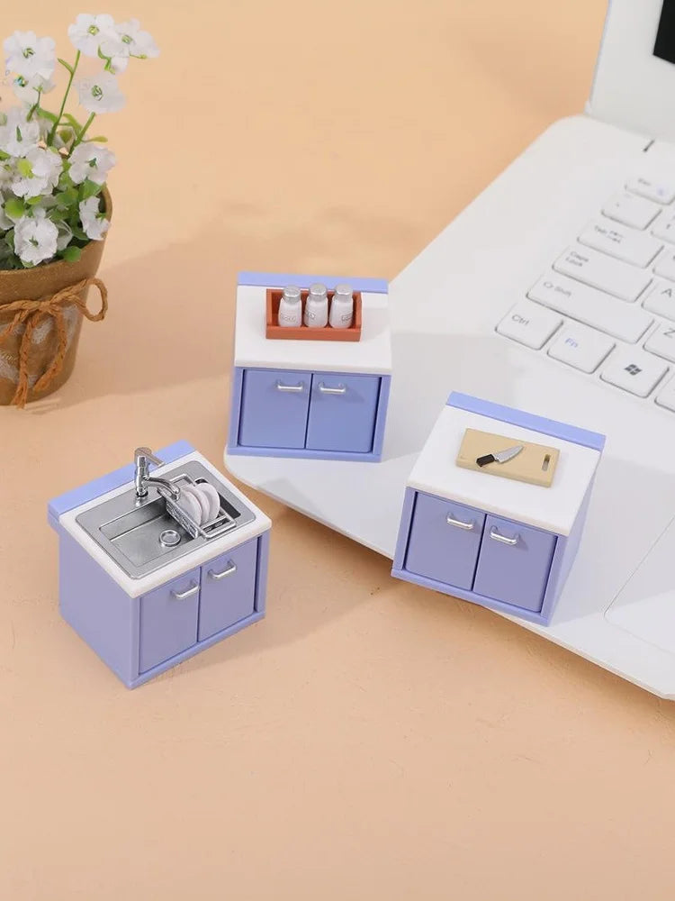 1 Set Dollhouse Miniature Simulation Kitchen Utensils Gas Stove Model Kitchen Accessories For Doll House Decor Pretend Play Toys