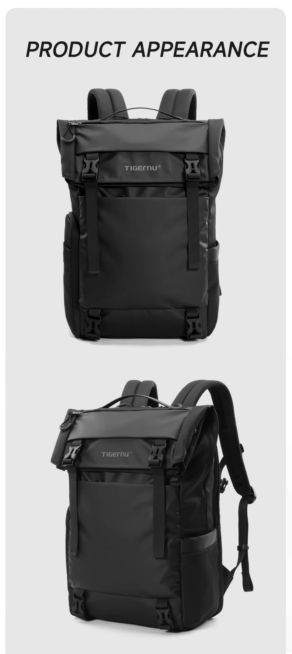 Tigernu Reiserucksack für Herren, TPU, wasserdicht, Rucksack für Herren, erweiterbar, Herrenrucksack, Business-Taschen, Schulrucksack